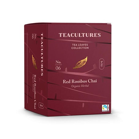 Tea Cultures Thee Organic Red Rooibos Chai - 25 x 2 gram - theezakjes voor 1 kop thee - biologisch en fairtrade - kruidenthee - rooibos thee - chai latte maken