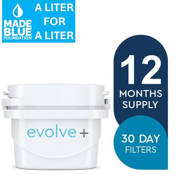 Aqua Optima Evolve+ single life waterfilter 12pack | 12 x 100 liter | Vervangingsfilter Aqua Optima, Brita® Maxtra®, Maxtra+®