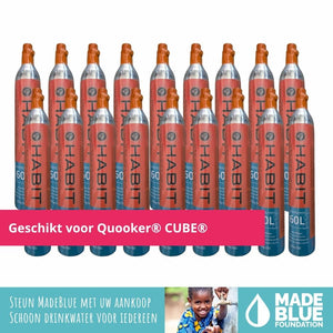 Lot de 18 bouteilles de CO2 Habit : une alternative économique à votre bouteille de CO2 Quooker®, Quooker CO2, bouteille cube Quooker, gaz Quooker.