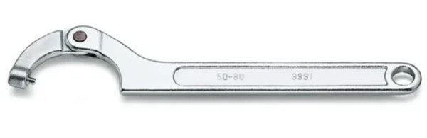 Haaksleutel met scharnier en pin