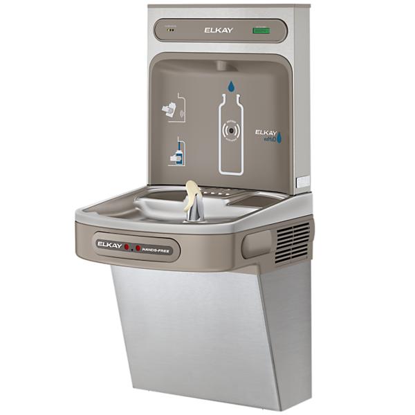 Elkay drinkwaterfontein met automatisch waterfles vulstation - contactloze waterkoeler - RVS waterkoeler - waterkoeler school