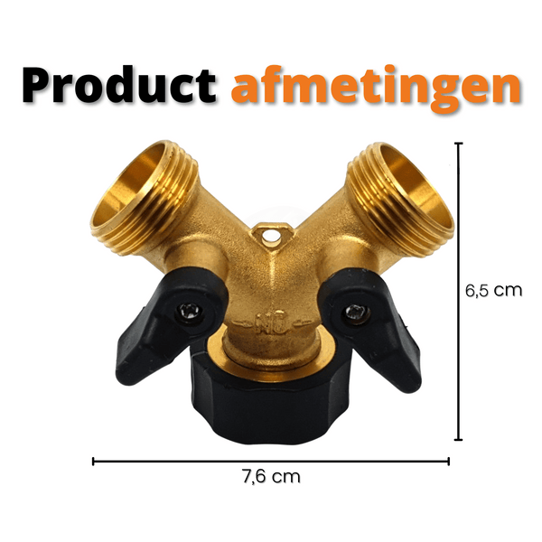 Waterverdeler 2 weg – y-stuk kraan splitter – messing