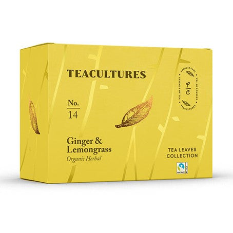 Tea Cultures Thee Organic Ginger & Lemongrass - 25 x 2 gram - theezakjes voor 1 kop thee - biologisch en fairtrade thee - kruidenthee - gemberthee