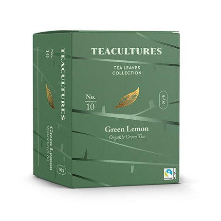 Tea Cultures Thee Organic Green Lemon - 25 x 2 gram - theezakjes voor 1 kop thee - biologisch en fairtrade thee - groene thee met citroen