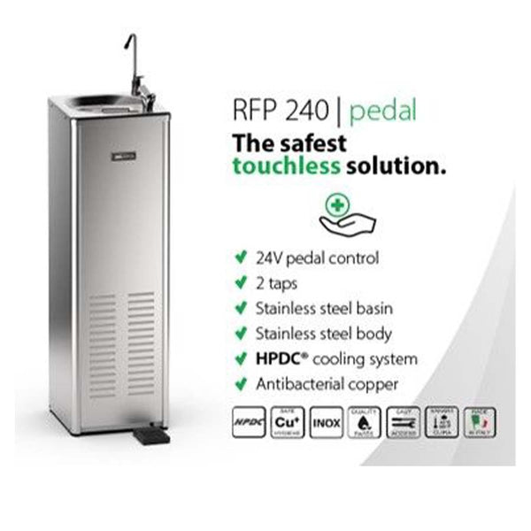 RVS drinkwaterfontein met optioneel te plaatsen voetbediening - Hygiënisch en contactloos | 55 L/UUR | Waterkoeler met beste prijsgarantie!