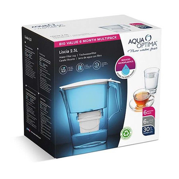 Waterfilterkan Aqua Optima Liscia met 6 x Evolve+ waterfilter | 2,5 liter